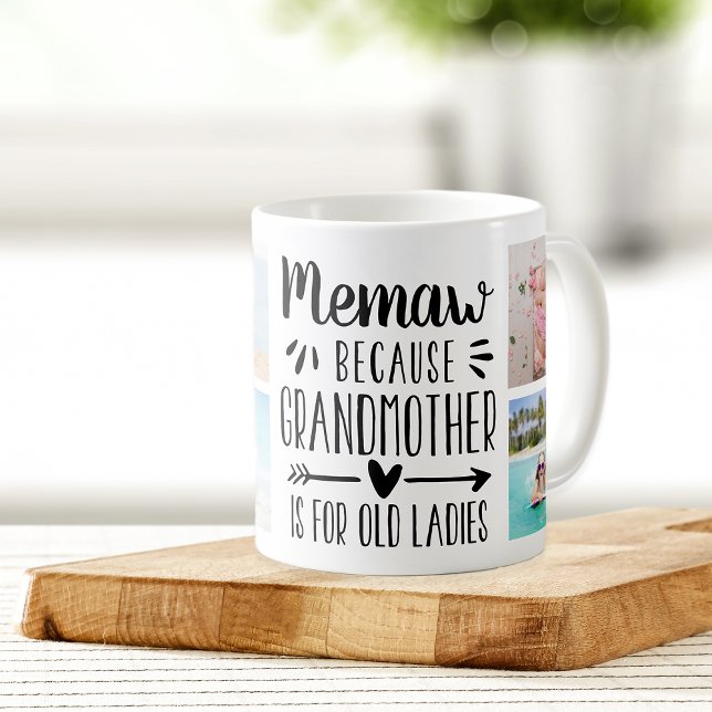 Funny Memaw Grandchildren Names & Photo Collage Coffee Mug (Creator Uploaded)