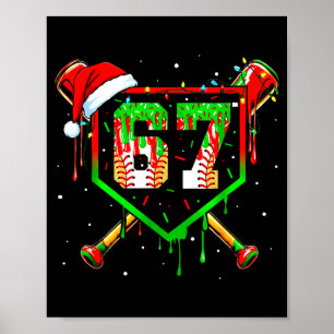 Funny Meme 67 Christmas Baseball Ice Cream Men Boy Poster