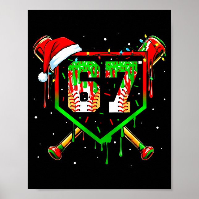 Funny Meme 67 Christmas Baseball Ice Cream Men Boy Poster (Front)