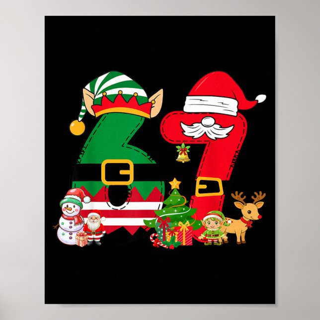Funny Meme 6 7 Christmas 67 Santa Elf Kids Boy Gir Poster (Front)