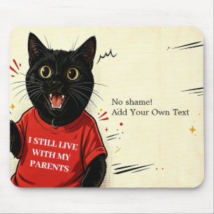 Funny Meme Black Cat No Shame Humour Desk Mouse Pa Pad