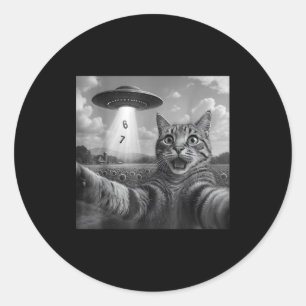 Funny Meme Cat Selfie Six Seven Retro Cat 67 Anima Classic Round Sticker
