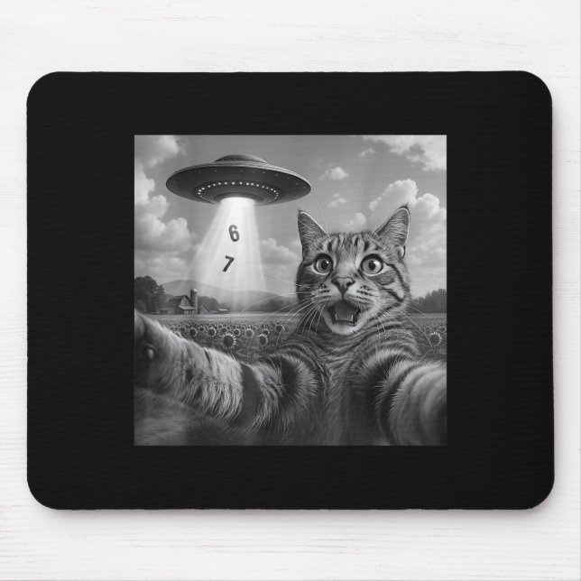 Funny Meme Cat Selfie Six Seven Retro Cat 67 Anima Mouse Pad (Front)
