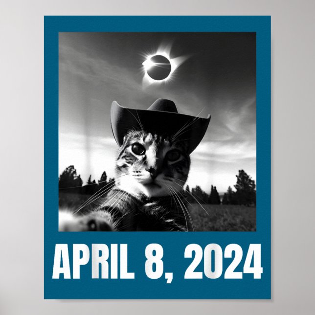 Funny Meme Cat Selfie Total Solar Poster (Front)
