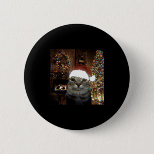 Funny Meme Cat Taking A Selfie Christmas Xmas Ligh 6 Cm Round Badge