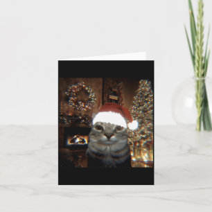 Funny Meme Cat Taking A Selfie Christmas Xmas Ligh Card
