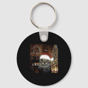 Funny Meme Cat Taking A Selfie Christmas Xmas Ligh Key Ring