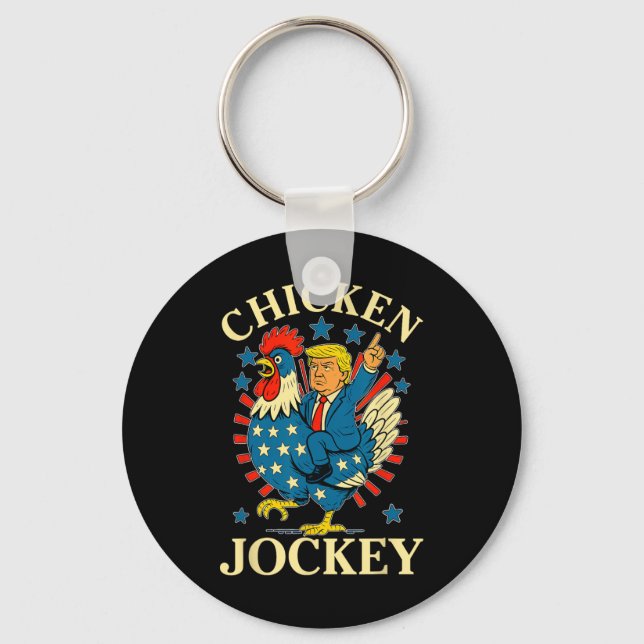Funny Meme Chicken Jockey  Key Ring (Front)