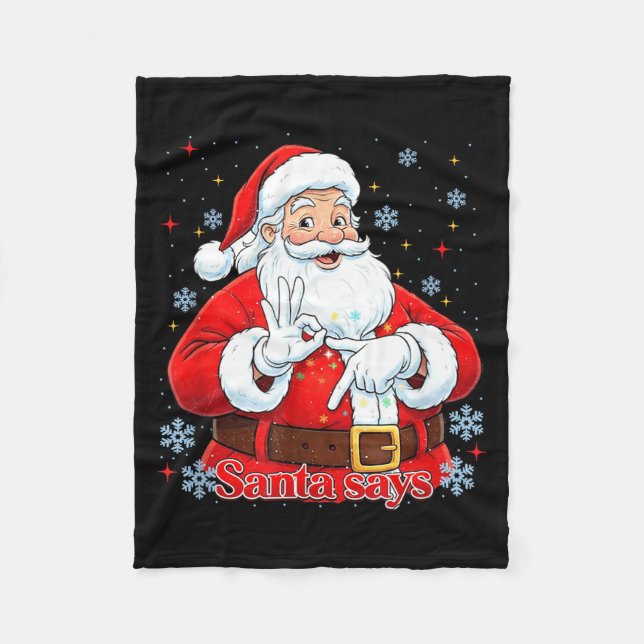 Funny Meme Christmas Santa Gift Men, Women Tee  Fleece Blanket (Front)