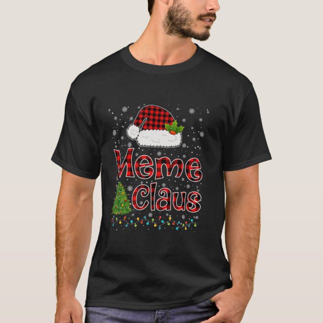 Funny Meme Claus Christmas Lights Xmas Pajama Fami T-Shirt (Front)