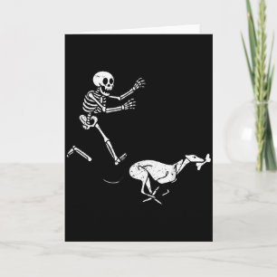 Funny Meme Greyhound Running Skeleton Halloween  Card