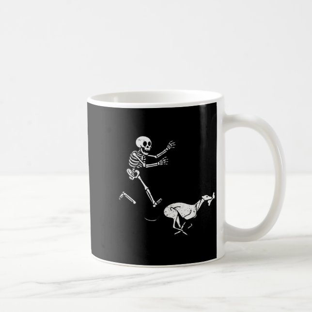 Funny Meme Greyhound Running Skeleton Halloween  Coffee Mug (Right)