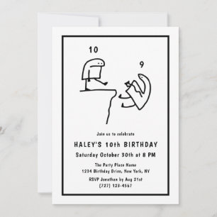 Funny Meme Humour Simple Black White 10th Birthday Invitation
