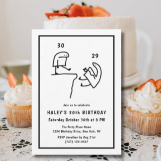 Funny Meme Humour Simple Black White 30th Birthday Invitation