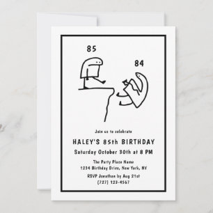 Funny Meme Humour Simple Black White 85th Birthday Invitation