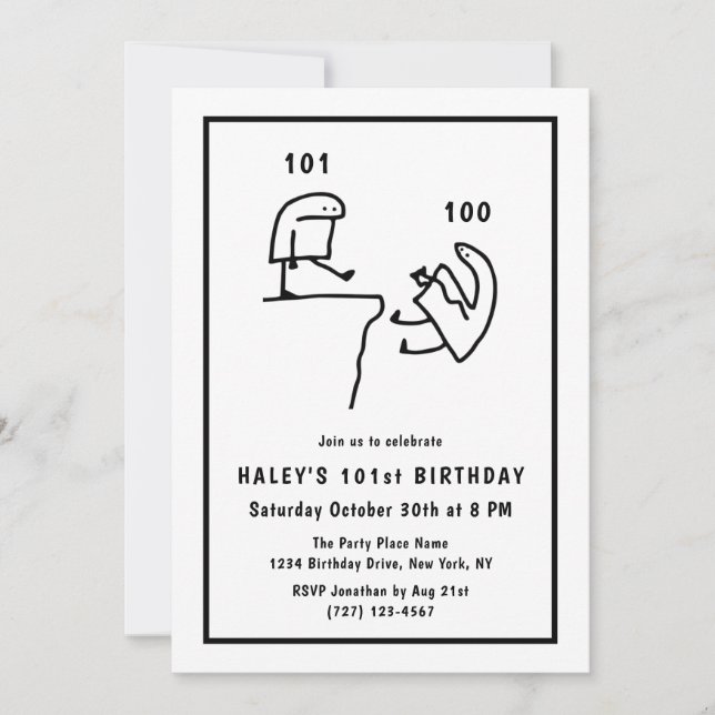 Funny Meme Humour Simple White 101st Birthday  Invitation (Front)
