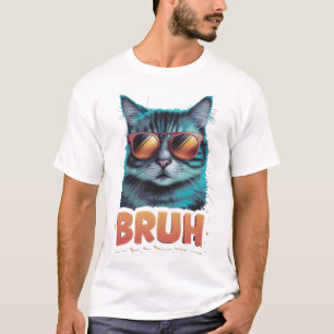 Funny Meme saying Bruh with Cat Greetings Teens T-Shirt