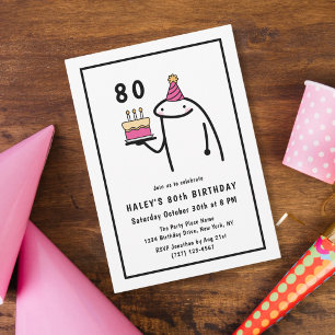 Funny Meme Simple Black & White 80th Birthday Invitation