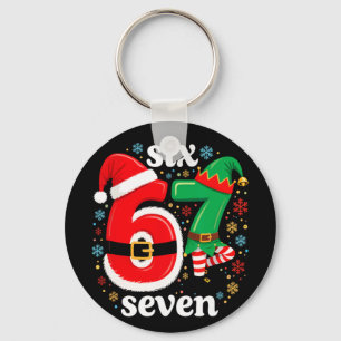 Funny Meme Six Seven 67 Elf 6 7 Santa Christmas Pa Key Ring