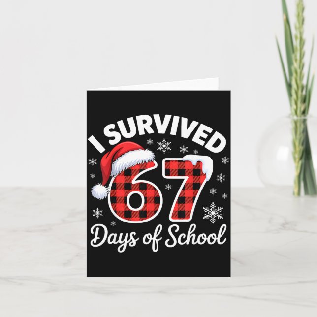 Funny Meme Six Seven Christmas I Survived 67 Days  Card (Front)