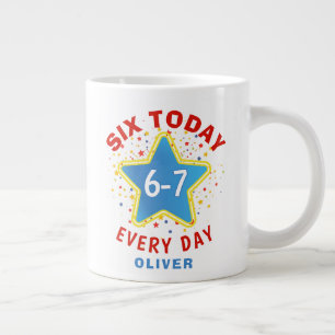 Funny Meme Six Today 6-7 Every Day Birthday Kid's Large Coffee Mug