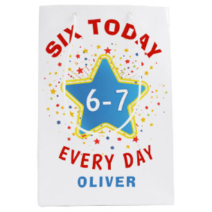 Funny Meme Six Today 6-7 Every Day Birthday Kid's  Medium Gift Bag