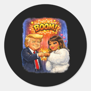 Funny Meme Trump And Nicki High Five For Fun  Classic Round Sticker