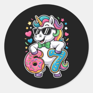 Funny Meme Unicorn Girls Kids Six Seven 6-7 Brainr Classic Round Sticker