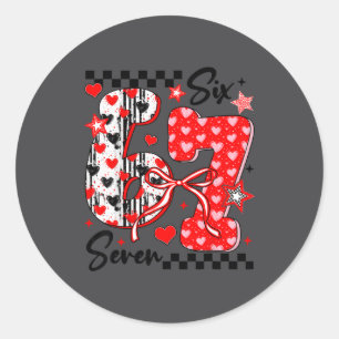 Funny Meme Valentine Six Seven 67 Valentines Heart Classic Round Sticker