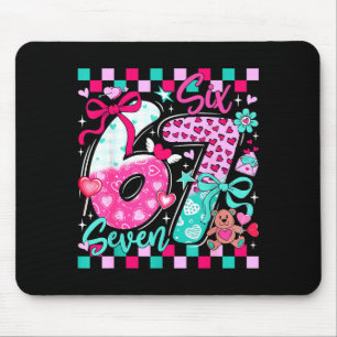 Funny Meme Valentine Six Seven 6 7 Valentine Heart Mouse Pad