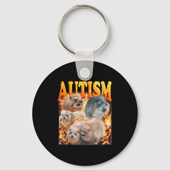 Funny Meme Woodchucks Groundhogs Autistic Autism A Key Ring (Front)