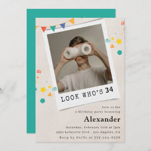 Funny Men 34th birthday invitations Fun Photo