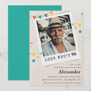 Funny Men 96th birthday invitations Fun Photo