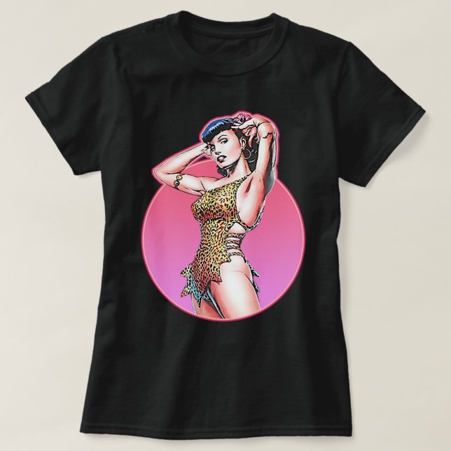 Funny Men Illustration Pop Art Bettie Gta Leopard  T-Shirt (Design Front)