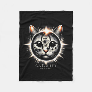 Funny Men Total Solar Eclipse Catality Cat Fleece Blanket