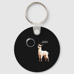 Funny Men Total Solar Eclipse Llama Woah Key Ring