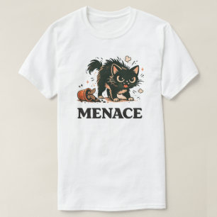 Funny Menace Black Cat Chaos Illustration T-Shirt