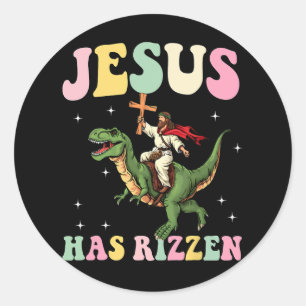 Funny Mens Boys Easter Shirt Jesus Has Rizzen Classic Round Sticker