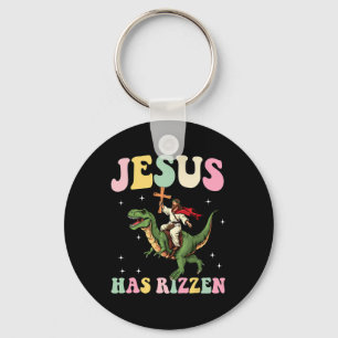 Funny Mens Boys Easter Shirt Jesus Has Rizzen  Key Ring