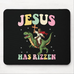 Funny Mens Boys Easter Shirt Jesus Has Rizzen Mouse Pad