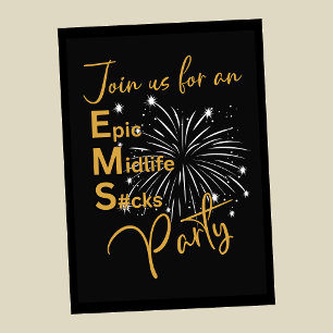 Funny Men's Gold Epic Midlife S#cks 50th birthday Invitation