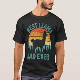 Funny Mens Llama Vintage Best Llama Dad Ever Fath T-Shirt