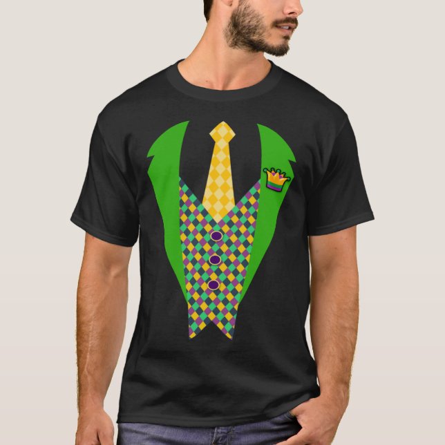 Funny Men's Mardi Gras Shirt Tuxedo Costume For Fa (Front)