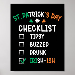 Funny Mens St Patricks Day Drunk 1 Poster