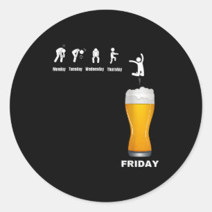 Funny Mens Week From Monday To Friday - Beer Alcoh Classic Round Sticker