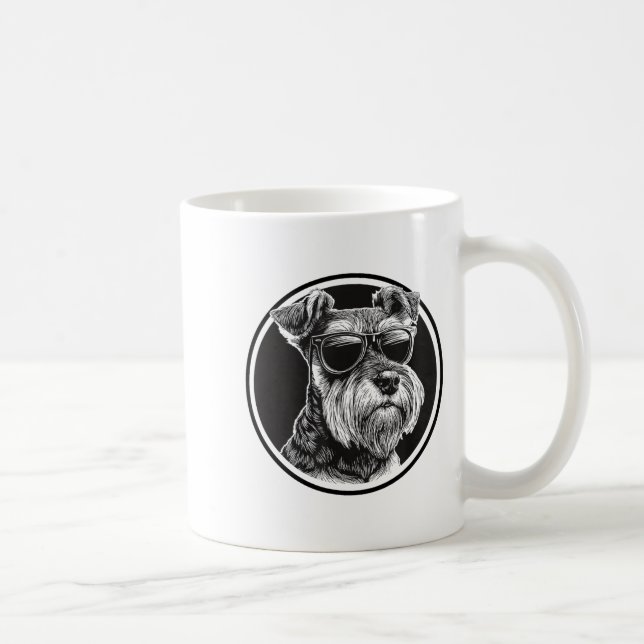 Funny Mens Womens Sungles Logo Miniature Schnauzer Coffee Mug (Right)