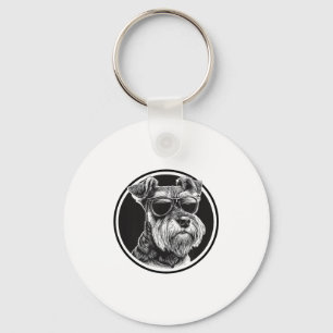 Funny Mens Womens Sungles Logo Miniature Schnauzer Key Ring