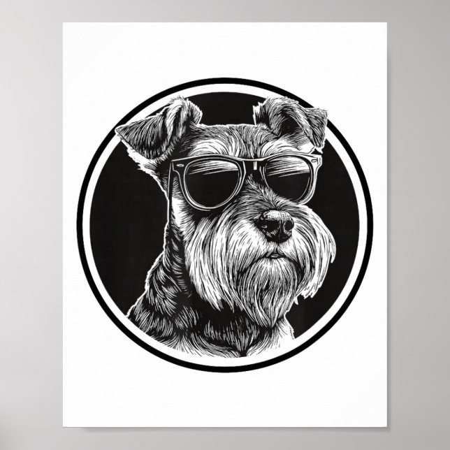 Funny Mens Womens Sungles Logo Miniature Schnauzer Poster (Front)