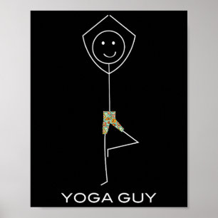 Funny Mens Yoga, Boy Yoga Exercise Poster