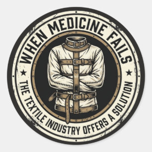 Funny Mental Health Humour Straitjacket Classic Round Sticker